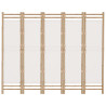 Składany parawan 5-panelowy, 200 cm, bambus i płótno
