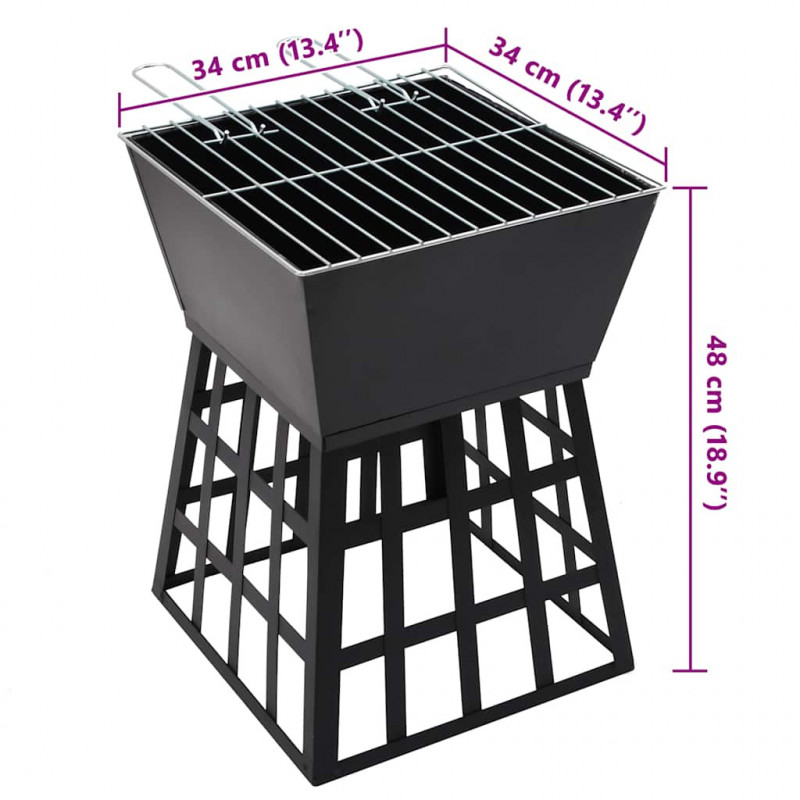 Palenisko i grill 2-w-1, 34 x 34 x 48 cm, stal