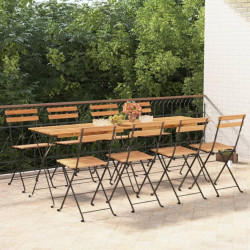 Składane krzesła bistro, 8 szt., lite drewno tekowe i stal
