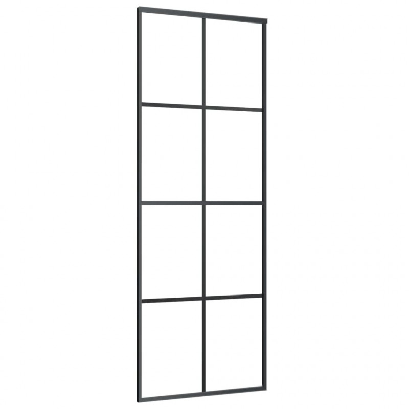 Drzwi przesuwne z osprzętem, szkło ESG i aluminium, 76x205 cm