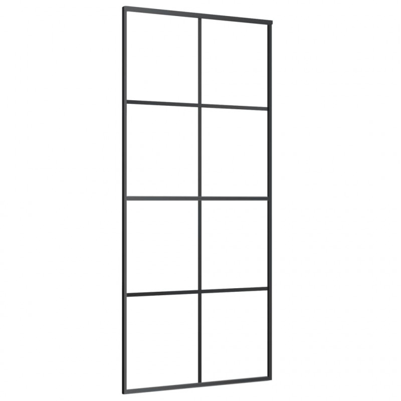 Drzwi przesuwne z osprzętem, 90x205 cm, szkło ESG i aluminium