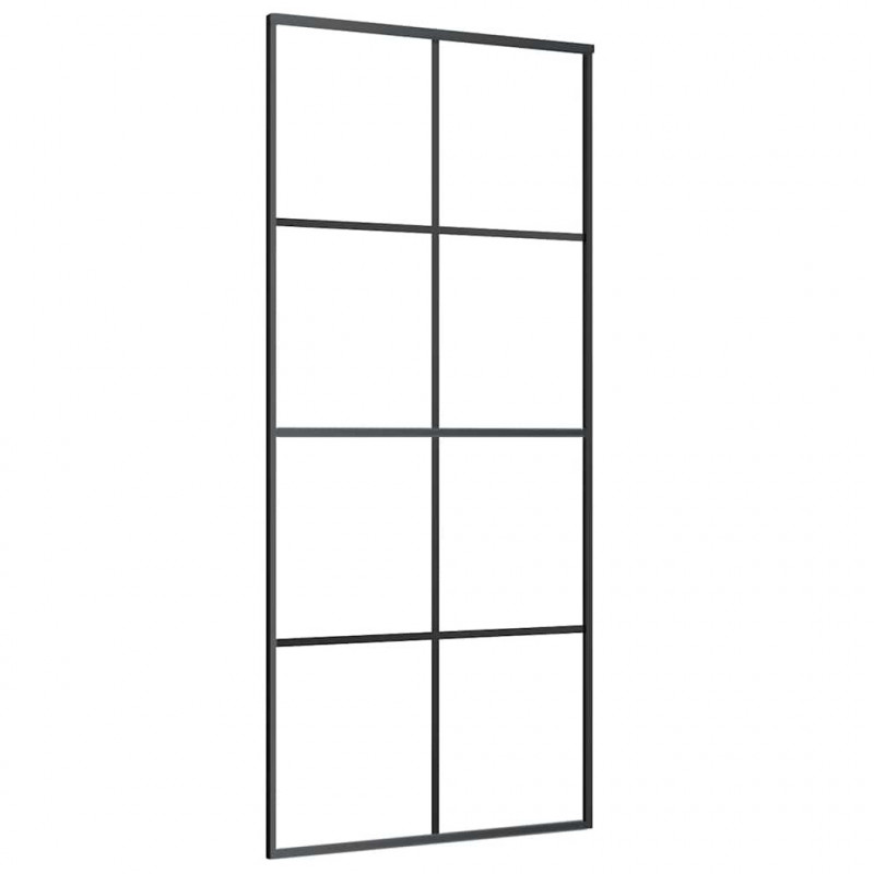 Drzwi przesuwne z osprzętem, 90x205 cm, szkło ESG i aluminium