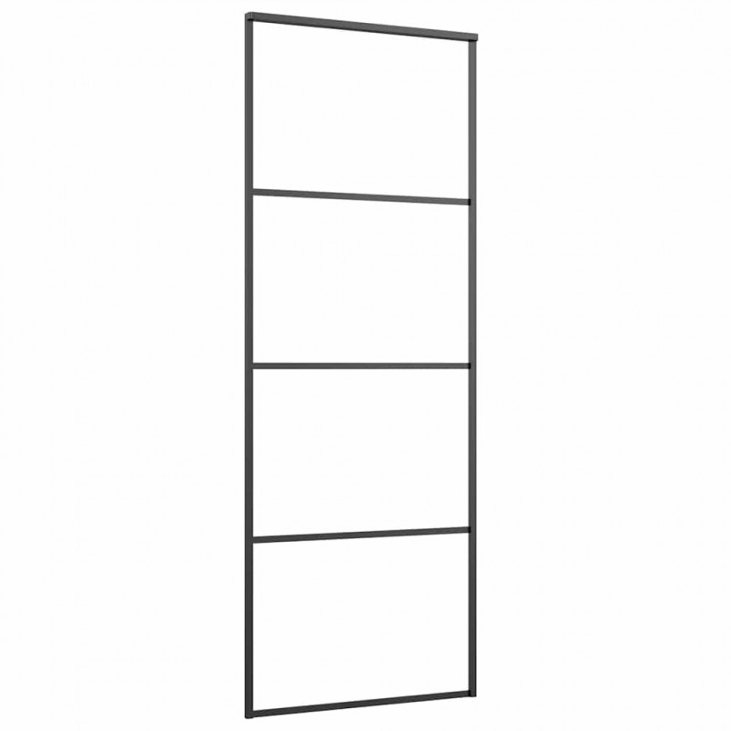 Drzwi przesuwne z osprzętem, szkło ESG i aluminium, 76x205 cm