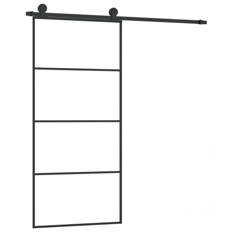 Drzwi przesuwne z osprzętem, 90x205 cm, szkło ESG i aluminium
