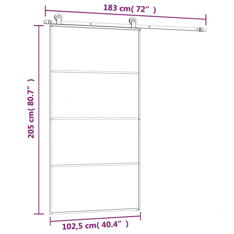 Drzwi przesuwne a akcesoriami, 102,5x205 cm, ESG i aluminium