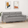 3-osobowa sofa wypoczynkowa z poduszkami, jasnoszara, 180 cm