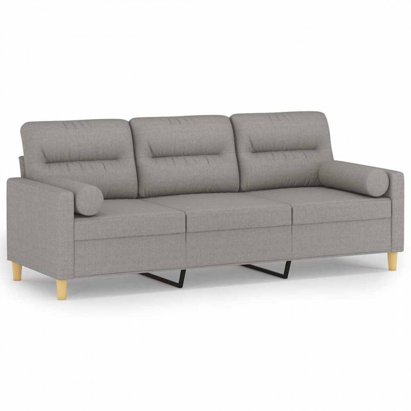 3-osobowa sofa wypoczynkowa z poduszkami, jasnoszara, 180 cm