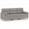 3-osobowa sofa wypoczynkowa z poduszkami, jasnoszara, 180 cm