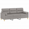 3-osobowa sofa wypoczynkowa z poduszkami, jasnoszara, 180 cm