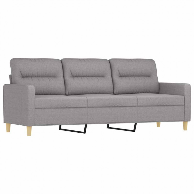 3-osobowa sofa wypoczynkowa z poduszkami, jasnoszara, 180 cm