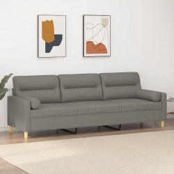 3-osobowa sofa wypoczynkowa z poduszkami, ciemnoszara, 210 cm