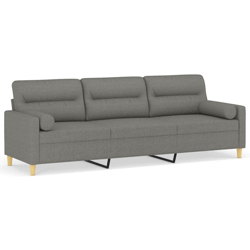 3-osobowa sofa wypoczynkowa z poduszkami, ciemnoszara, 210 cm