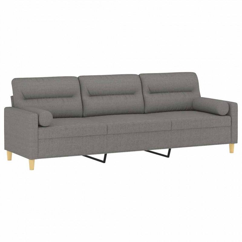 3-osobowa sofa wypoczynkowa z poduszkami, ciemnoszara, 210 cm