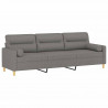 3-osobowa sofa wypoczynkowa z poduszkami, ciemnoszara, 210 cm