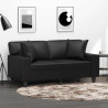 2-osobowa sofa z poduszkami, czarna, 120 cm, sztuczna skóra