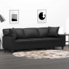 3-osobowa sofa z poduszkami, czarna, 180 cm, sztuczna skóra
