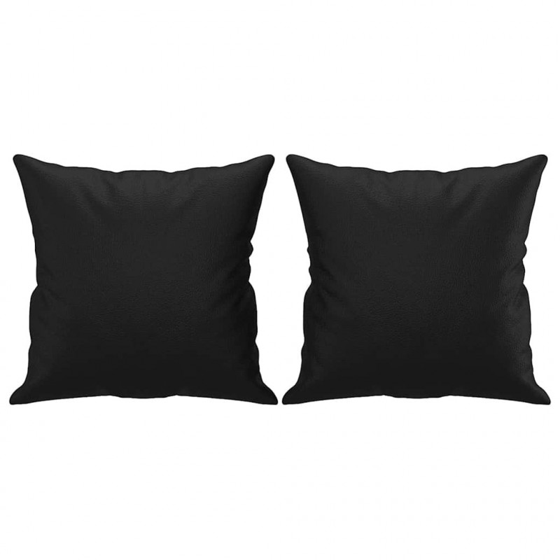 3-osobowa sofa z poduszkami, czarna, 180 cm, sztuczna skóra