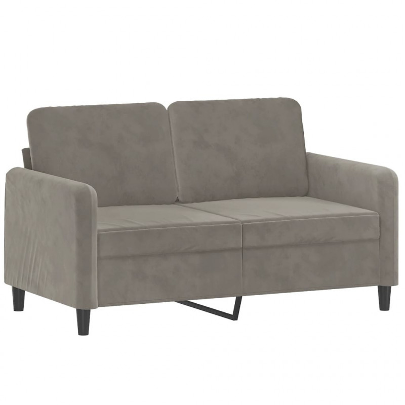 2-osobowa sofa z poduszkami, jasnoszara, 120 cm, aksamit
