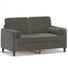 2-osobowa sofa z poduszkami, ciemnoszara, 120 cm, aksamit