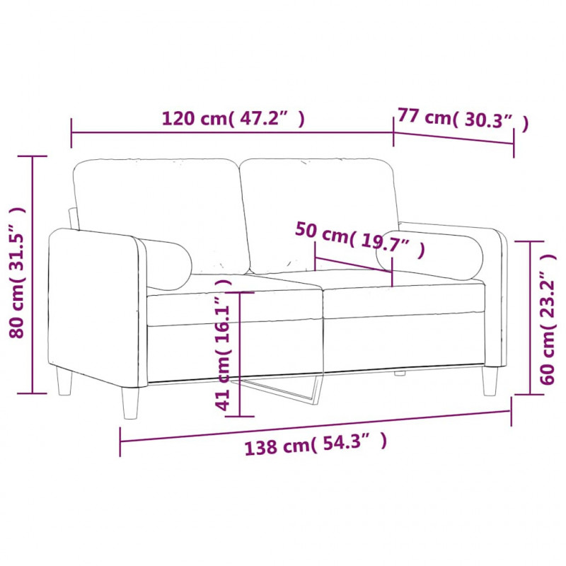 2-osobowa sofa z poduszkami, ciemnoszara, 120 cm, aksamit