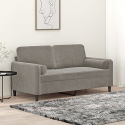 2-osobowa sofa z poduszkami, jasnoszara, 140 cm, aksamit