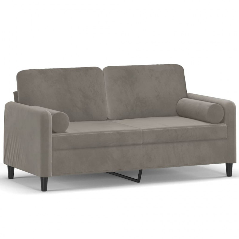 2-osobowa sofa z poduszkami, jasnoszara, 140 cm, aksamit