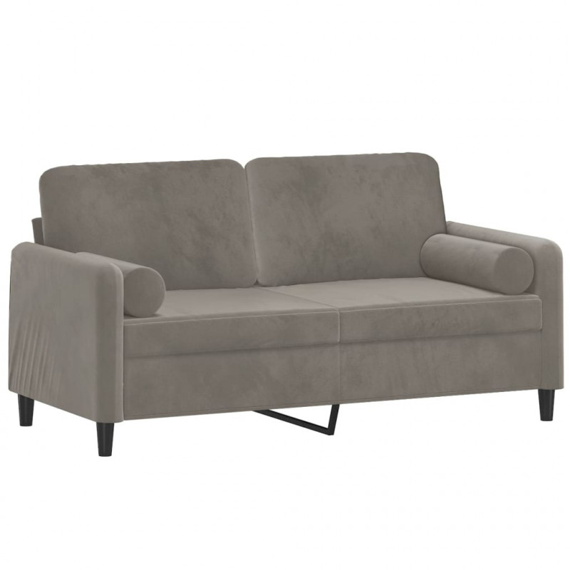 2-osobowa sofa z poduszkami, jasnoszara, 140 cm, aksamit