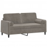 2-osobowa sofa z poduszkami, jasnoszara, 140 cm, aksamit