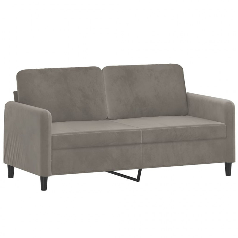 2-osobowa sofa z poduszkami, jasnoszara, 140 cm, aksamit
