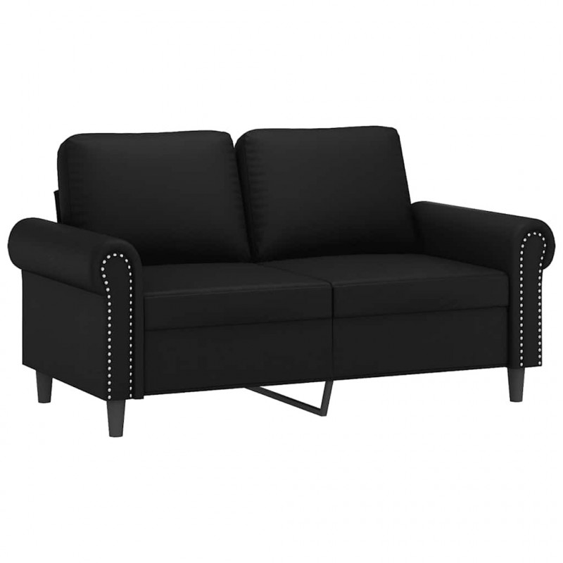 2-osobowa sofa z poduszkami, czarna, 120 cm, sztuczna skóra