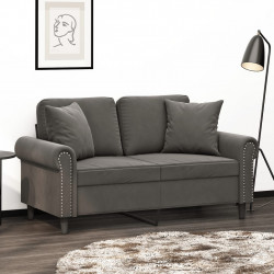 2-osobowa sofa z poduszkami, ciemnoszara, 120 cm, aksamit