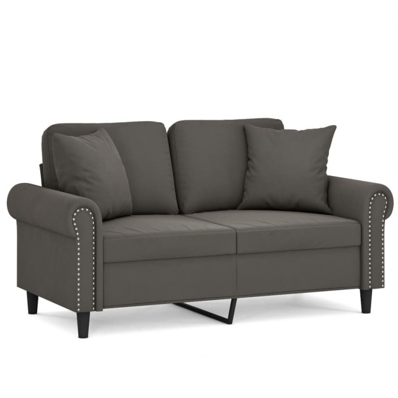 2-osobowa sofa z poduszkami, ciemnoszara, 120 cm, aksamit