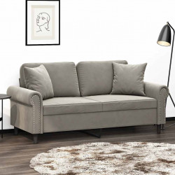 2-osobowa sofa z poduszkami, jasnoszara, 140 cm, aksamit