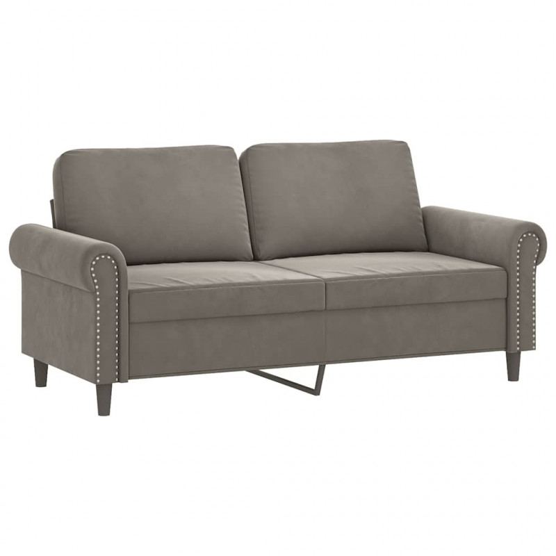 2-osobowa sofa z poduszkami, jasnoszara, 140 cm, aksamit