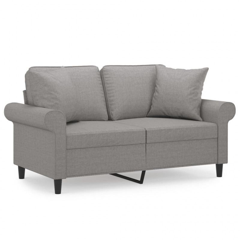 2-osobowa sofa z poduszkami, jasnoszara, 120 cm, tkanina