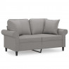2-osobowa sofa z poduszkami, jasnoszara, 120 cm, tkanina