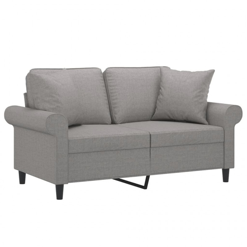 2-osobowa sofa z poduszkami, jasnoszara, 120 cm, tkanina
