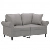 2-osobowa sofa z poduszkami, jasnoszara, 120 cm, tkanina