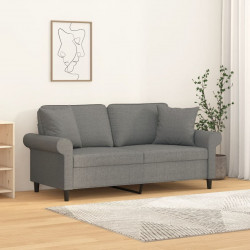 2-osobowa sofa wypoczynkowa z poduszkami, ciemnoszara, 140 cm