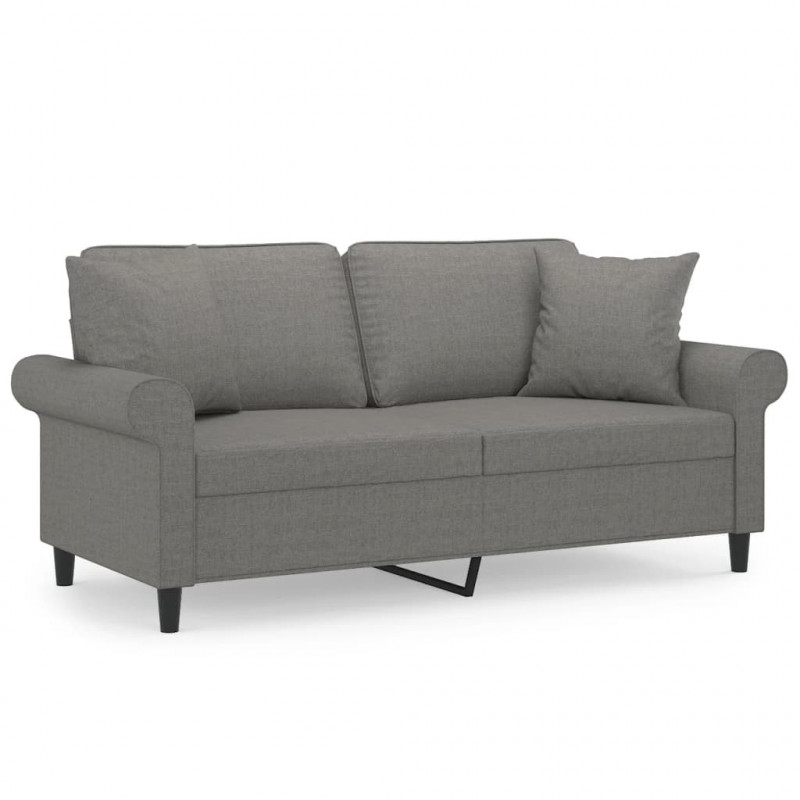 2-osobowa sofa wypoczynkowa z poduszkami, ciemnoszara, 140 cm
