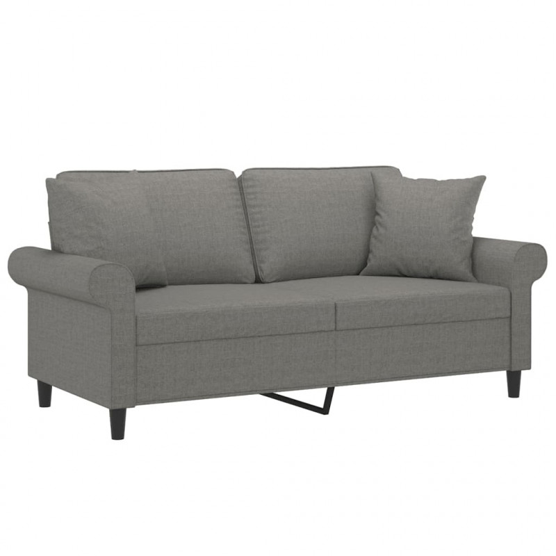 2-osobowa sofa wypoczynkowa z poduszkami, ciemnoszara, 140 cm