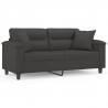 2-osobowa sofa z poduszkami, ciemnoszara, 140 cm, mikrofibra