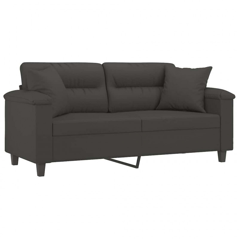 2-osobowa sofa z poduszkami, ciemnoszara, 140 cm, mikrofibra
