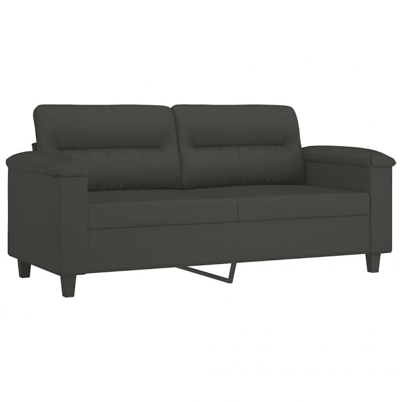 2-osobowa sofa z poduszkami, ciemnoszara, 140 cm, mikrofibra