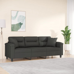 3-osobowa sofa z poduszkami, ciemnoszara, 180 cm, mikrofibra