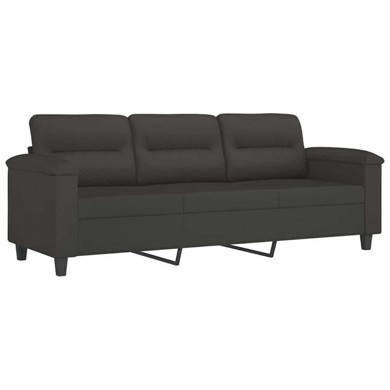 3-osobowa sofa z poduszkami, ciemnoszara, 180 cm, mikrofibra