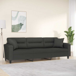 3-osobowa sofa z poduszkami, ciemnoszara, 210 cm, mikrofibra