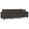 3-osobowa sofa z poduszkami, ciemnoszara, 210 cm, mikrofibra