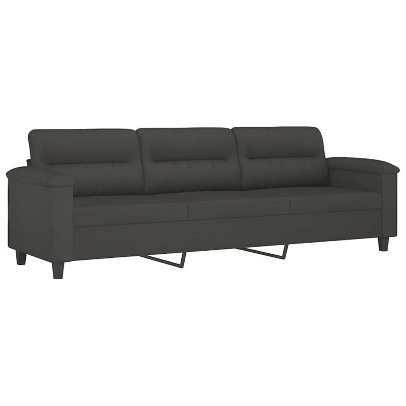 3-osobowa sofa z poduszkami, ciemnoszara, 210 cm, mikrofibra