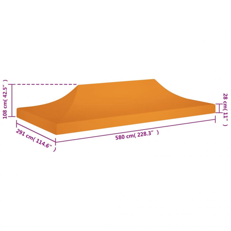 Dach do namiotu imprezowego, 6 x 3 m, pomarańczowy, 270 g/m²